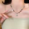 Colar de Pérolas Brincos de Fada Colar de Contas Atacado para Mulheres Laço Não Desbota Corrente para Clavícula Amor Atacado