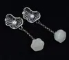 Pendientes Retro Étnicos de Hoja de Loto y Jade Blanco para Mujer Nuevos Chinoiserie Dinastía Han Cheongsam Pendientes Super Hada Pendientes