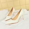 9283-A5 Estilo Europeo y Americano Simple Charol Tacones Altos Zapatos de Mujer Stiletto Boca Baja Punta Afilada Versátil Ropa de Trabajo Zapatos de Tacón Alto