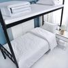 Juego de Tres Piezas de Satén de Algodón Puro con Rayas para Cama Individual de Hospital y Clínica, Funda de Edredón Rayada Moderna y Sencilla