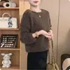 Suéter Holgado de Punto con Cuello Redondo y Perlas de Manga Larga para Mujer 2026 Primavera/Otoño Nuevo Versátil para Chicas