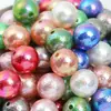 Nuevas Cuentas Redondas de Acrílico de 16 mm, Coloridas, con Forma de Concha, Piel Arrugada, Recubrimiento UV, Agujero Pasante, Cuentas Sueltas para Llavero DIY, Cadena de Teléfono Móvil