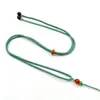Cuerda de Collar de Calcedonia con Perlas Doradas Hecho a Mano DIY Ajustable Cuerda de Colgante de Cera de Abeja Jade Cordón de Colgante Pulsera de Jade