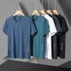 Camiseta de Seda de Hielo para Deportes y Ocio de Verano, Estilo Delgado de Verano, Corte Ajustado, Transpirable, Cuello Redondo para Hombre, Absorbe la Humedad, Fresca y de Secado Rápido