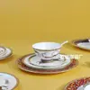Set de Lujo Ligero Estilo Europeo de 41 Piezas Serie Floral Matu Plato Estilo Occidental Tazón para Sopa Combinación Refinada de Porcelana de Hueso con Cuchara para Regalos de Inauguración
