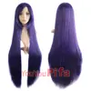 Peluca de Cosplay Bidimensional para Mujer, Cabello Largo, Estilo Anime, Negra, Morada, Roja, Colorida, Blanca, 100 cm, Cabello Largo Recto Negro, Peluca de Cabeza Completa