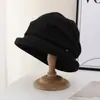 Chapéu de pescador simples personalizado com borda enrolada, pregas empilhadas, versátil, faz o rosto parecer menor, chapéu bucket de proteção solar outono, estilo literário japonês, feminino