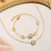 Collar y pulsera de acero de titanio de alta calidad, ligero, de lujo, sin decoloración, con números romanos, para hombre y mujer, diseño iins.