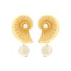 Pendientes ZA estilo vacaciones exagerado metal incrustado perla artificial concha estilo playa europeo y americano pendientes animales pendientes transfronterizos para mujer