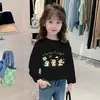 Camiseta Casual de Algodón con Dibujos Animados para Niños, Nuevo Estilo Primavera y Otoño, Versátil Holgada de Manga Larga Versión Coreana para Niñas, Camiseta Básica de Moda