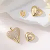 Colar Pingente Coração com Zircônia Banhado a Ouro 14K Pulseira DIY em Forma de Coração Microcravejada com Zircônia Corrente de Clavícula Acessório de Pingente Único