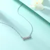 Collar de Plata de Ley S925 con Lazo para Mujer Lujo Accesible Collar de Moda de Gama Alta Collar de Circonita Collar con Colgante de Lazo