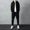 Conjunto esportivo Masculino Outono e Inverno Novo Moda Adolescente Solto com Capuz Forrado de Lã Espessado Conjunto Moda Masculina Vestuário Masculino