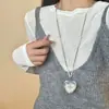 Collar Colgante Corazón Transparente Cruz para Mujer Y2K Dulce y Fresco Sexy Cadena de Suéter Apilada Accesorios Personalizados de Alta Gama