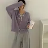 Suéter de Encaje Coreano con Cordones y Cuello Chal Chaqueta para Mujer Otoño e Invierno Nuevo Estilo Perezoso Diseño de Fragancia Pequeña Cárdigan de Punto