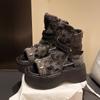 Sandalias de Suela Gruesa de Gama Alta con Hebilla de Cinturón y Sandalias Abiertas Nuevas 2025, Faldas de Hada para Mujer, Botines de Mezclilla