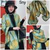 Bufanda elegante de seda Hangzhou con protección solar y letras para mujer, ideal para primavera y otoño, fina y larga, chal de satén de verano.
