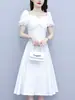 Vestido Blanco Francés, Vestido de Compromiso para Dama de Honor, Se Puede Usar en Ocasiones Cotidianas, Registro de Certificado de Novia, Vestido Blanco Corto de Longitud Media para Mujer