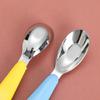 Colher de Lingote de Aço Inoxidável Cabo Curvo Conjunto de Colheres Infantis Colher de Bebê Conjunto de Suprimentos para Mãe e Bebê com Colher de Alimentação para 1 Ano