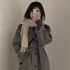 Abrigo largo de lana estilo INS coreano