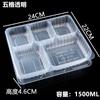 Cajas de Almuerzo Desechables Grandes de Cinco Compartimentos al por Mayor, Cajas de Empaque para Llevar, Cajas Rectangulares Negras Engrosadas de Cinco Compartimentos para Comida Rápida Comerciales
