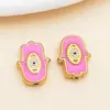 Cuentas espaciadoras de esmalte de ojo de la suerte de doble cara de acero inoxidable con cuentas estilo europeo y americano para accesorios de joyería hechos a mano DIY