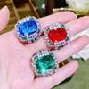 Anillo de diamante esmeralda de alta gama para transmisión en vivo de celebridades de Internet, anillo de tesoro de color diamante Finda, azul real de diamante completo, industria pesada, lujo