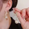 2024 Nuevo Estilo Moda Entrada Lujo Zirconia Lazo Perla Pendientes Pendientes Adelgazantes de Gama Alta Pendientes Mujer