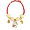 Collar para Perros y Gatos, Cascabel de Bloqueo de Longevidad, Adorno Silencioso de Año Nuevo Estilo Chino, Collar de Hilo Rojo Repelente de Insectos de Alcanfor