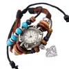 Venta Directa de Fábrica Pulsera Reloj de Cuero Genuino, Pulsera Reloj de Cuero de Vaca Retro, Pulsera Hecha a Mano con Perlas, Pulsera Reloj para Hombres y Mujeres