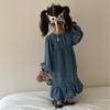 Vestido de Mezclilla para Niñas Primavera Niños 2025 Nuevo Estilo Primavera y Otoño Cola de Pez Manga Larga Falda de Princesa para Bebé