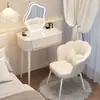 Tocador blanco sencillo para dormitorio, tocador moderno minimalista para apartamento pequeño, tocador de maquillaje calmante estilo wabi-sabi crema de lujo ligero