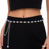Nova Moda de Verão Cinto Feminino com Fivela Floral Cravejada de Strass e Corrente Metálica Corrente de Cintura para Combinar com Vestidos, em Estoque