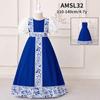 Vestido de Gala de Estilo Nuevo para Comercio Exterior Transfronterizo Vestido Estampado con Mangas Abullonadas Vestido de Vacaciones