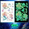 Pegatinas de Tatuaje Coloridas de Sirena que Brillan en la Oscuridad, Estilo Oceánico de Ensueño, Perfectas para Fiestas, Adecuadas para Niños y Adultos por Igual, Añade Misterio