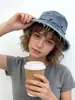 Sombrero de Pescador de Mezclilla Desgastada Retro Japonés para Mujer, Sombrero de Cubo Versátil de Ala Ancha para el Sol de Verano, Protección Solar, Hace que la Cara Parezca Más Pequeña