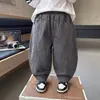 Pantalones para niños para otoño, pantalones estilo papá para niños, nuevo modelo 2026, pantalones holgados de pierna recta curvada, color liso, versátiles, pantalones de bebé de moda