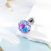 Pendientes de Acero de Titanio con Tornillo para Hueso de la Oreja, Clavo Coclear, Piercing de Alta Gama Hensen de Dos Tonos Degradados, Corte de Flor Manual, Circonita