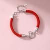Elegante Pulsera de Plata Esterlina 925 Versátil Cuerda Roja Simple Doce Signos del Zodíaco Pollo Incrustado de Diamantes Pulsera para Mujer Cuerda de Mano