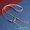 Cuerda de Collar Tejida a Mano Estilo Xizang Cuerda para Colgante Tangkazakilam para Hombres y Mujeres Cuentas Grises Esmaltadas Fragantes Cadena de Lana Clavícula