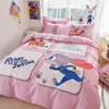 Juego de cuatro piezas con estampado de dibujos animados de Disney de algodón, 100% algodón puro, adorable ropa de cama auténtica de la propiedad intelectual Zootopia
