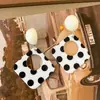 Pendientes Retro Exagerados Estilo Hong Kong, Divertidos Pendientes de Aro de Puntos Rojos, Pendientes de Diseño Único, Clips para Orejas