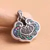 Collar azul de plata de ley 999 para mujer, vintage, plata pura, cierre de seguridad, cierre de plata para bebé, colgante de cierre de longevidad para adulto, cadena para suéter