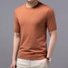 26 Novidades Primavera e Verão Masculinas Tricô Gola Redonda Manga Curta, Camisetas Pulôver Lisas para Trabalho Casual, Suéteres de Meia Manga