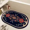 Alfombrilla Antideslizante para Suelo de Caucho Natural y Barro Diatomeas con Patrón Retro Chino, Absorbe Agua y Es Resistente al Desgaste