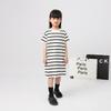 Vestido Infantil Verão Estilo Coreano Novo Vestido para Meninas Vestido Camisola Listrado de Malha de Manga Curta Exclusivo de Fornecimento Transfronteiriço