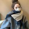 Cachecol tipo cashmere feminino outono e inverno all-matching xadrez pied-de-poule aquecedor de pescoço espesso cachecol xadrez alta qualidade 2023 Novo
