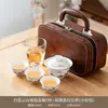 Conjunto de Chá de Viagem de Jade Bule de Cerâmica Portátil com Tampa Tigela Xícara de Chá de Porcelana Branca para Exterior Bolsa de Transporte de Viagem