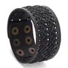Pulsera Retro Tejida de Cuero de Vaca Estilo Europeo y Americano para Hombres, Pulsera Ancha de Cuero Personalizada, Joyería Popular Transfronteriza