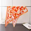 Bufanda Triangular Retro de Bloques de Color, Chal con Protección Solar Estampado de Seda Sintética, Bufanda con Lazo a la Cintura, Bufanda para el Cuello, Pañuelo para la Cabeza, Bufanda para Mujer